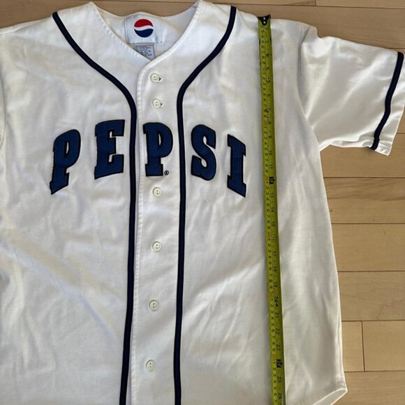 Vintage Pepsi Baseball Jersey – White & Blue Logo – Size L/XL - Picture 7 of 8